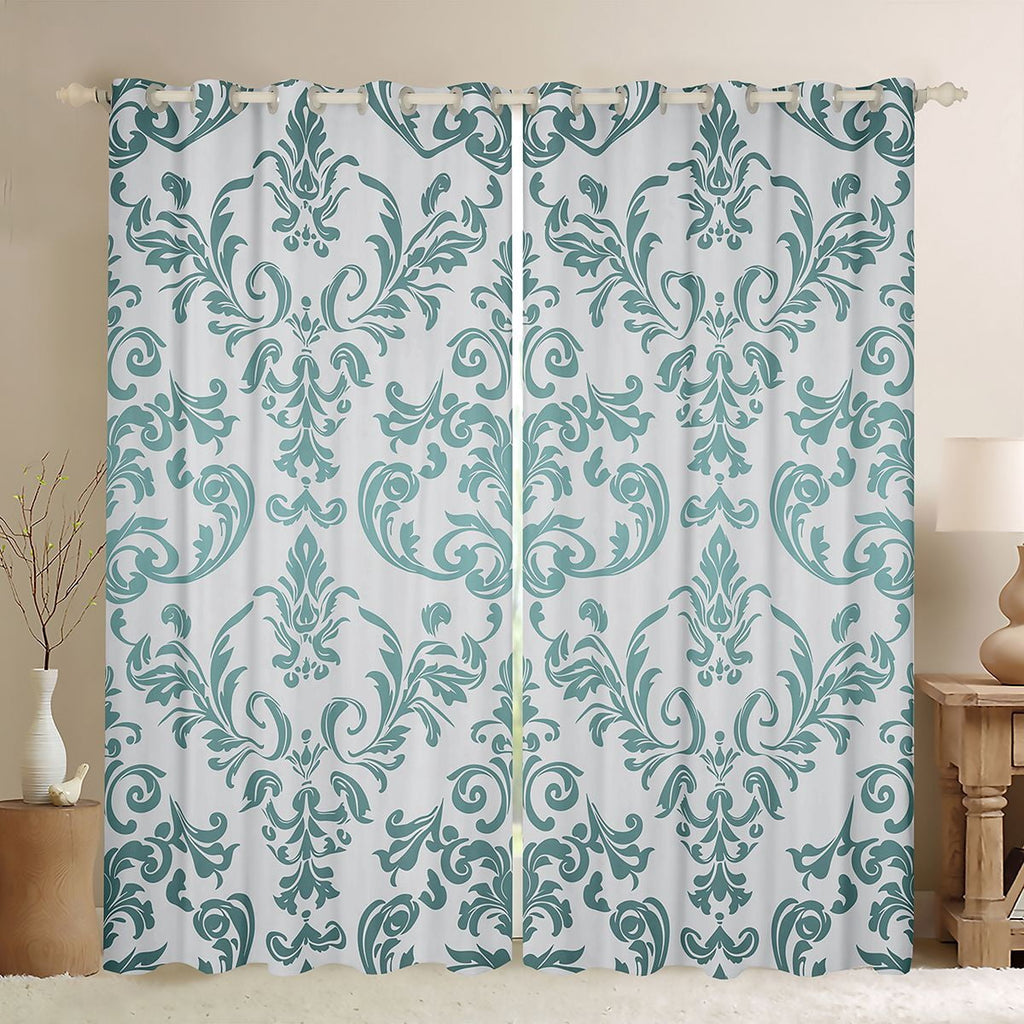 Horror Spacez Vintage Baroque Flower Black Out Curtains,Gothic Damask Curtains Pack of 2
