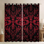 Horror Spacez Vintage Baroque Flower Black Out Curtains,Gothic Damask Curtains Pack of 2